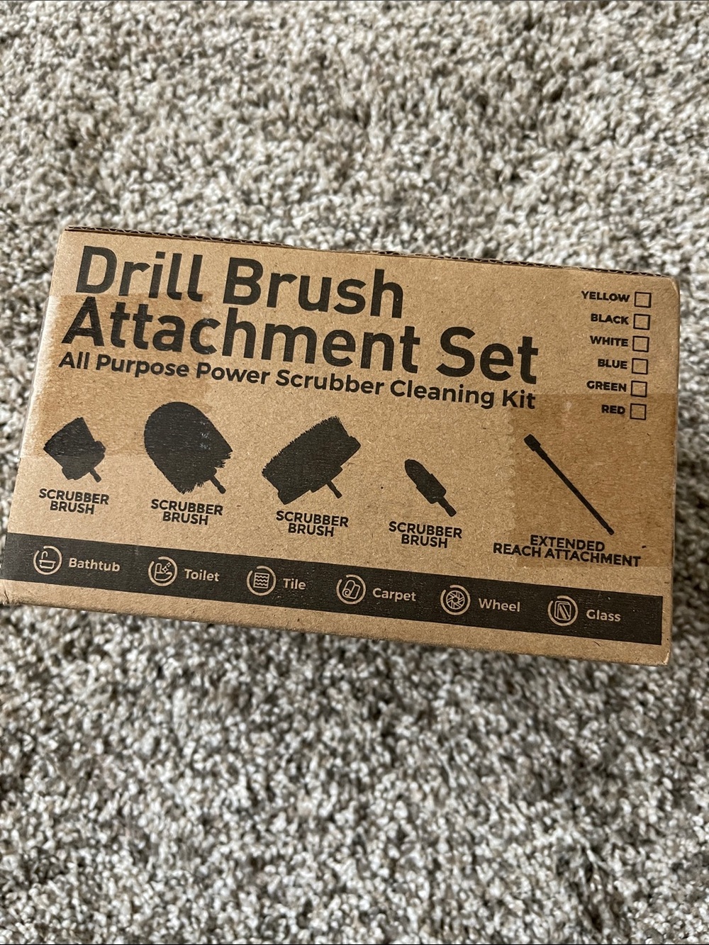 Drill Brush Attachment Set - All Purpose Power Scrubber (Brown Box)